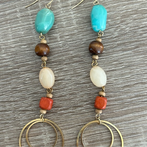 Multi Stone Drop Statement Earrings - Picture 3 of 11